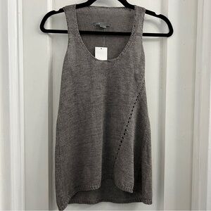 Vince. 100% Linen Woven Knit Sheer Tank Top Gunmetal Grey Size XS